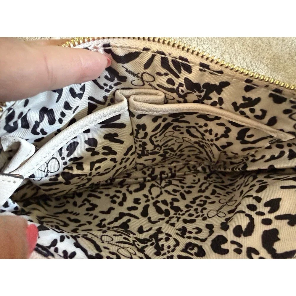 Jessica Simpson  Crossbody Bag  Ivory Gold Purse Detachable Strap Feather Summer